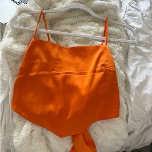 Vibrant Orange Strapless Top
